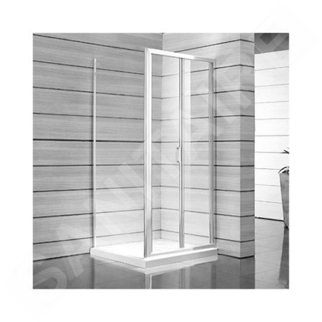 Jika Lyra plus - Porte de douche pliante 800 G/D, verre avec bandes décoratives , blanc H2553810006651